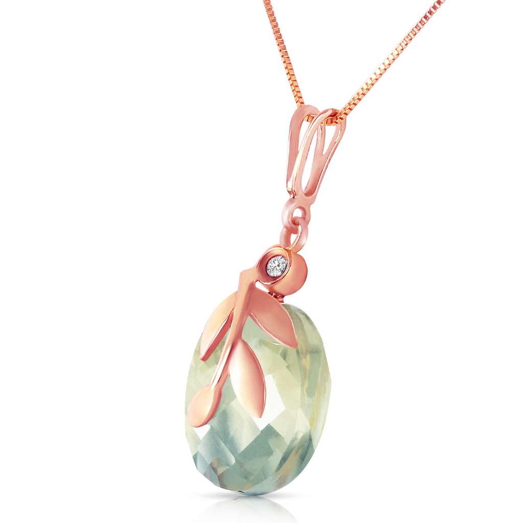 Necklace W Natural Green Amethyst Diamond 870$